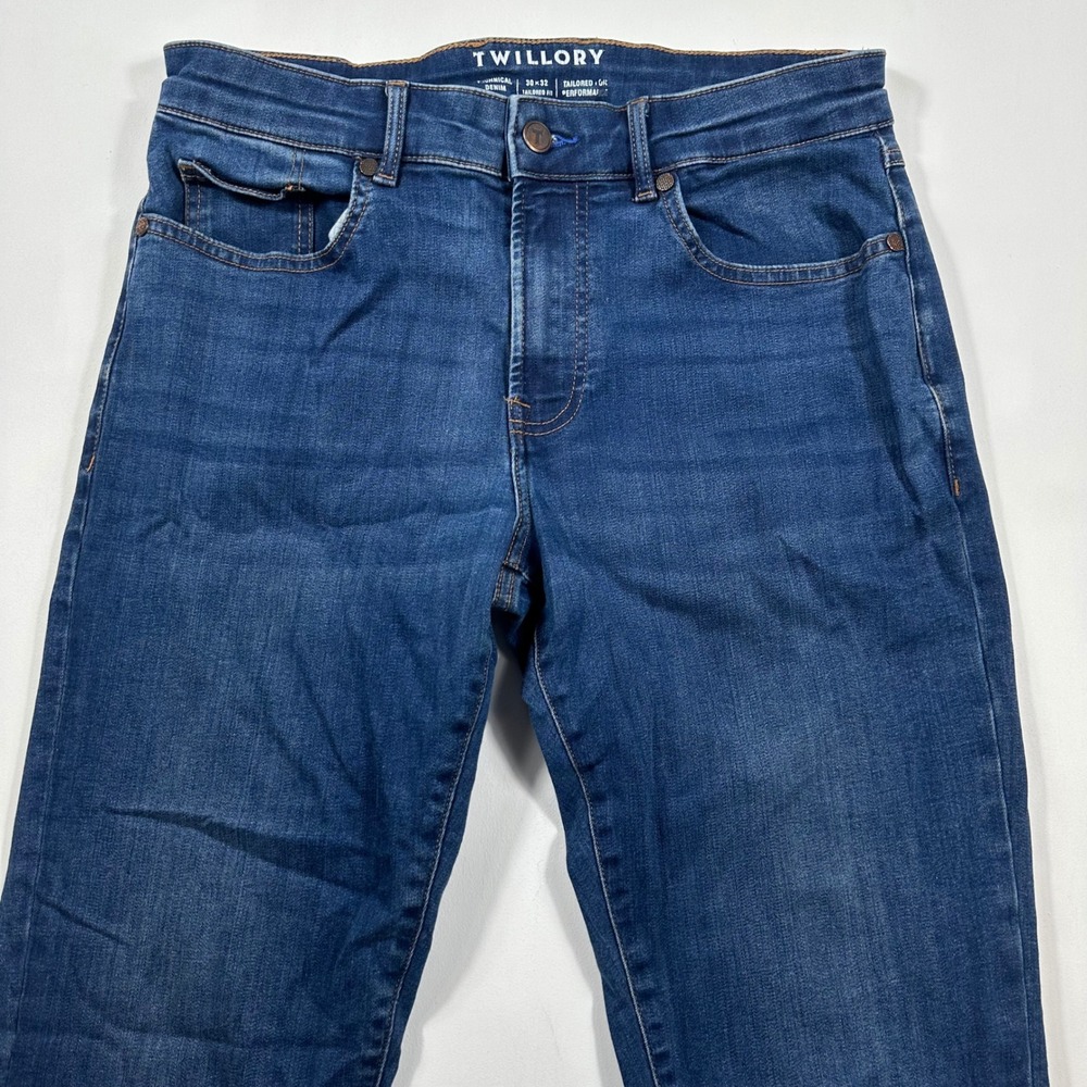 Twillory Technical Denim Jeans Mens 30x32 Tailored Fit Performance Blue